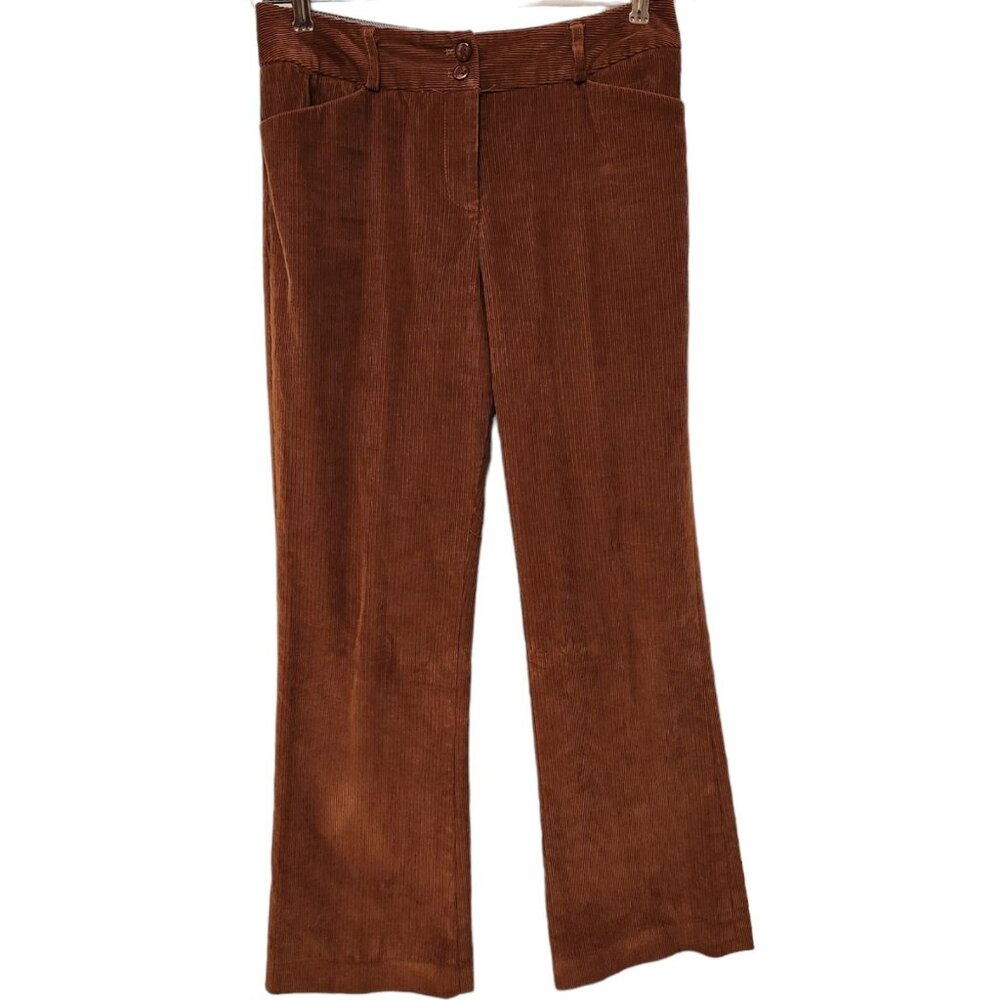 Womens J. McLaughlin Pants Brown Corduroy Straight Leg Size‎ 6 Boot Cut